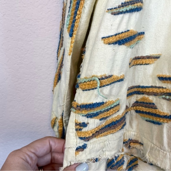 Ivy Jane Boho Long Sleeve Split Neck Textured Woven Popover Top Blouse Size MED - Picture 6 of 11